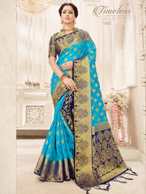 Turquoise Banarasi Art Silk Woven Saree